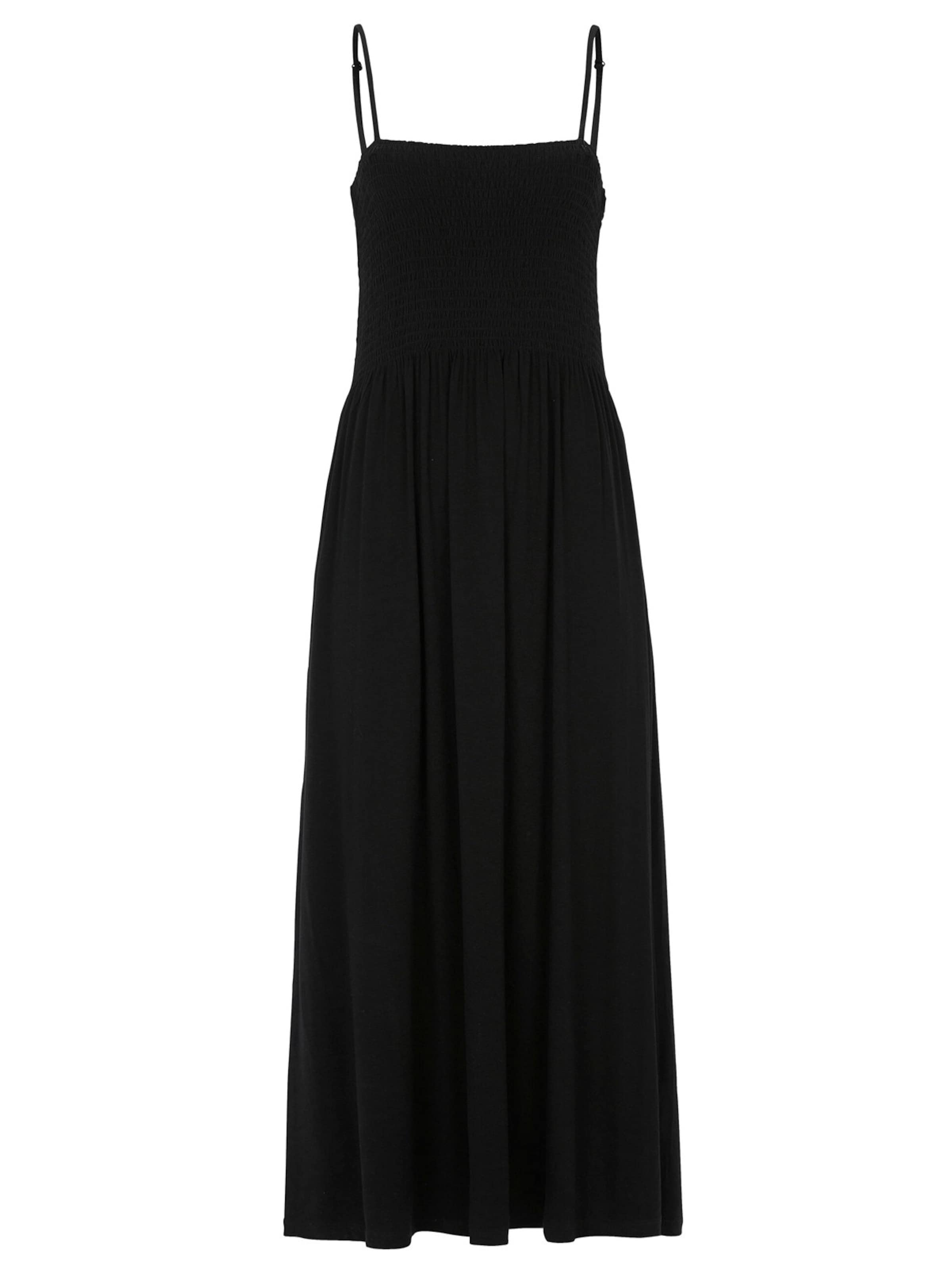 Cellbes of Sweden Jerseykleid mit Smokarbeit in Schwarz: Vorderseite