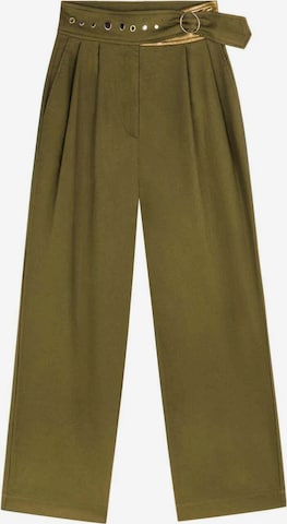 Scalpers Široký strih Plisované nohavice - Zelená: predná strana