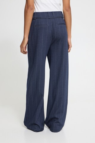 ICHI Wide leg Broek 'IHKate Pinelle' in Blauw