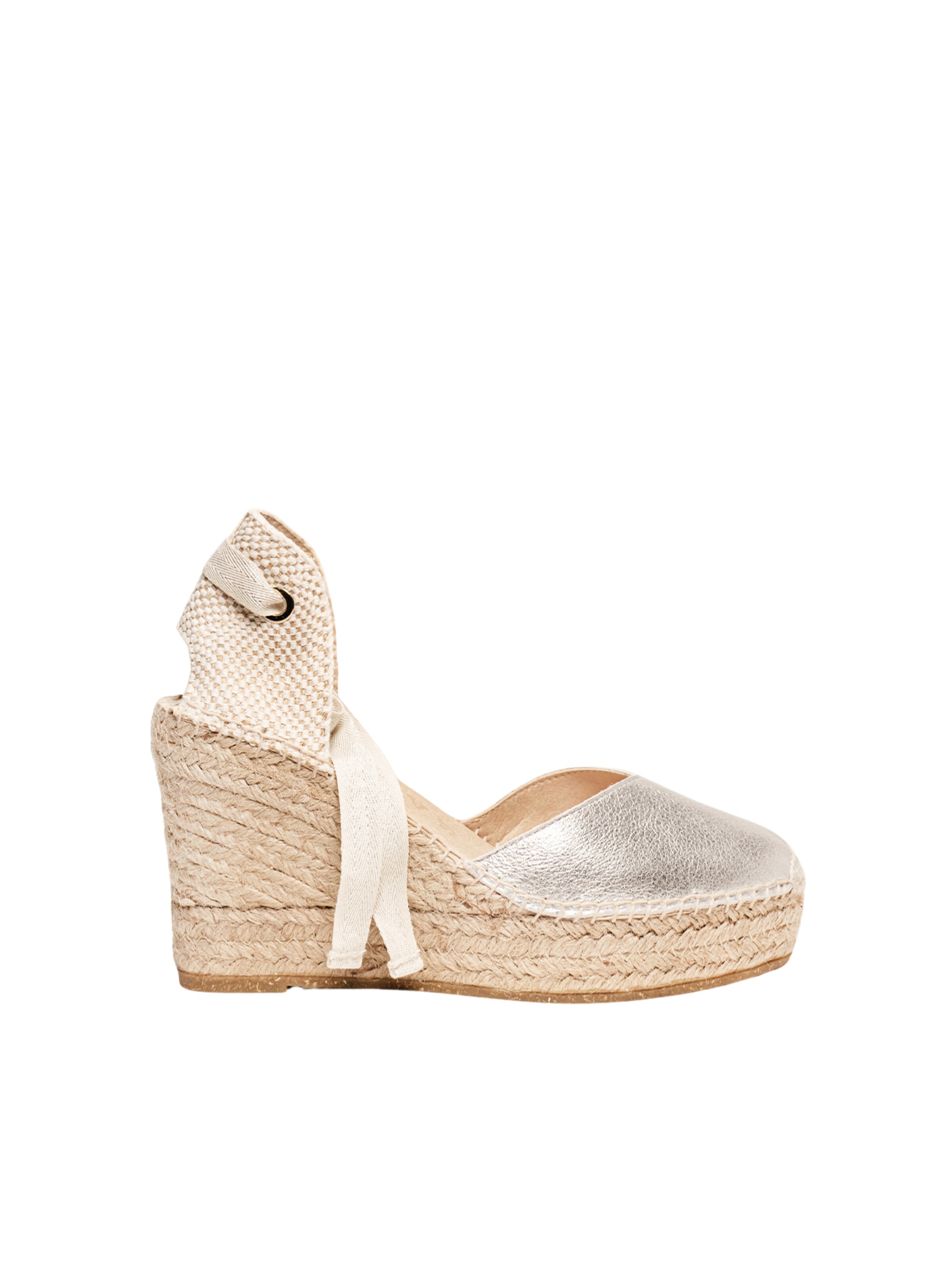 Alhamas Sandal 'Alpargata Cuña 10 cm' in Silver: front