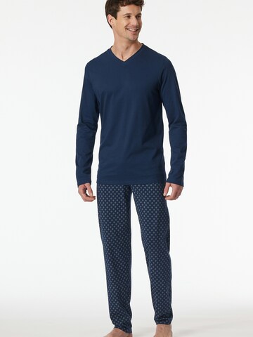 SCHIESSER Pyjama lang ' Casual Essentials ' in Blauw: voorkant