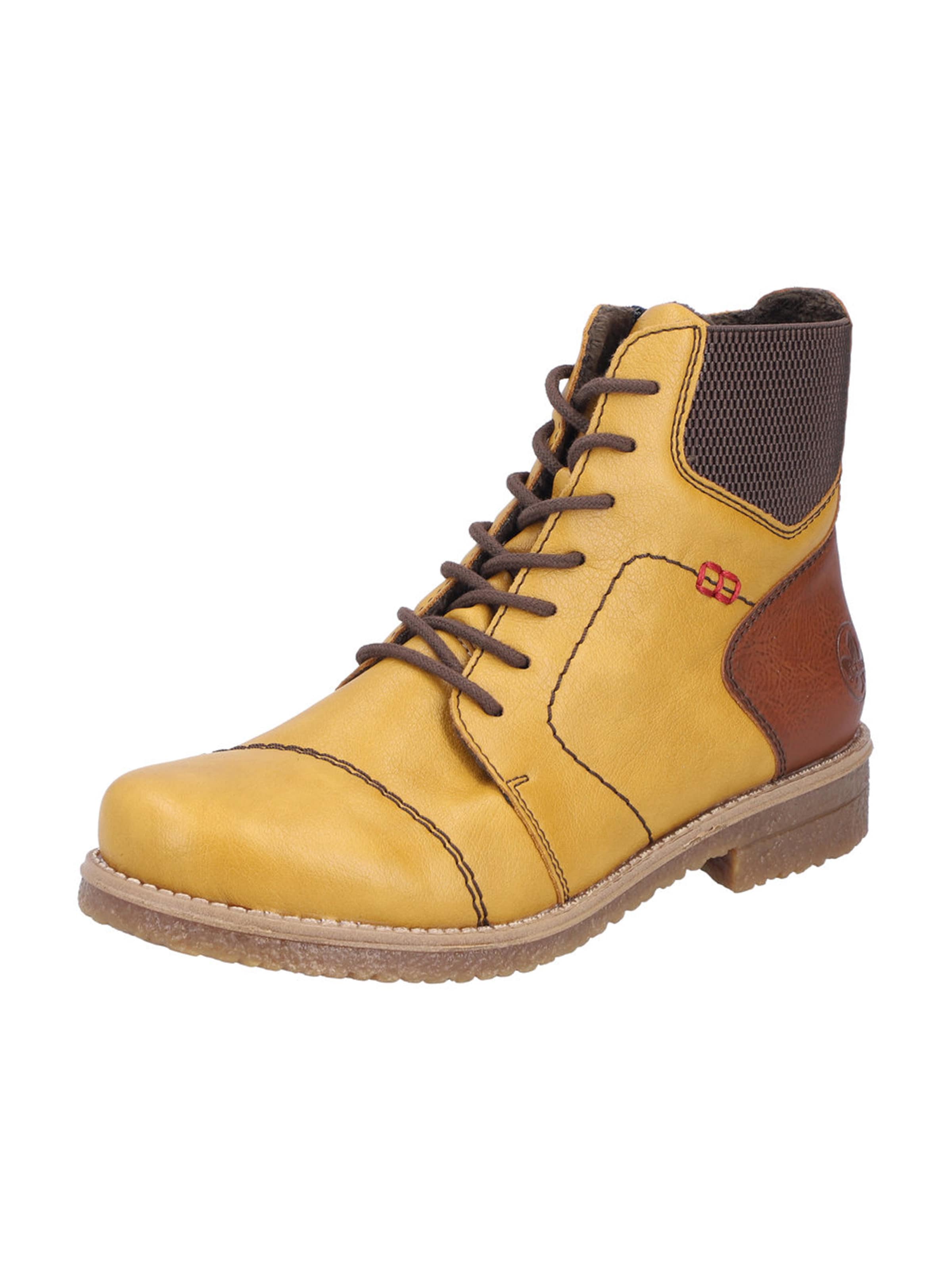 Rieker Stövlett med snörning i gul: framsida