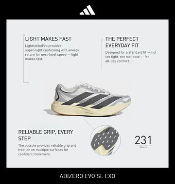 ADIDAS PERFORMANCE Juoksukengät 'Adizero Evo SL Exo' värissä valkoinen