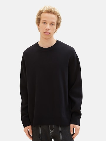 TOM TAILOR DENIM Sweater in Black: front