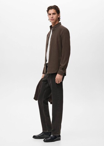 MANGO MAN Regular fit Button Up Shirt 'Tadi' in Brown
