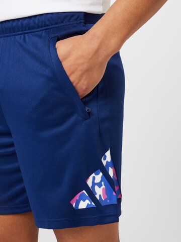 ADIDAS PERFORMANCE Regular Workout Pants 'Train Essentials Seasonal ' in Blue