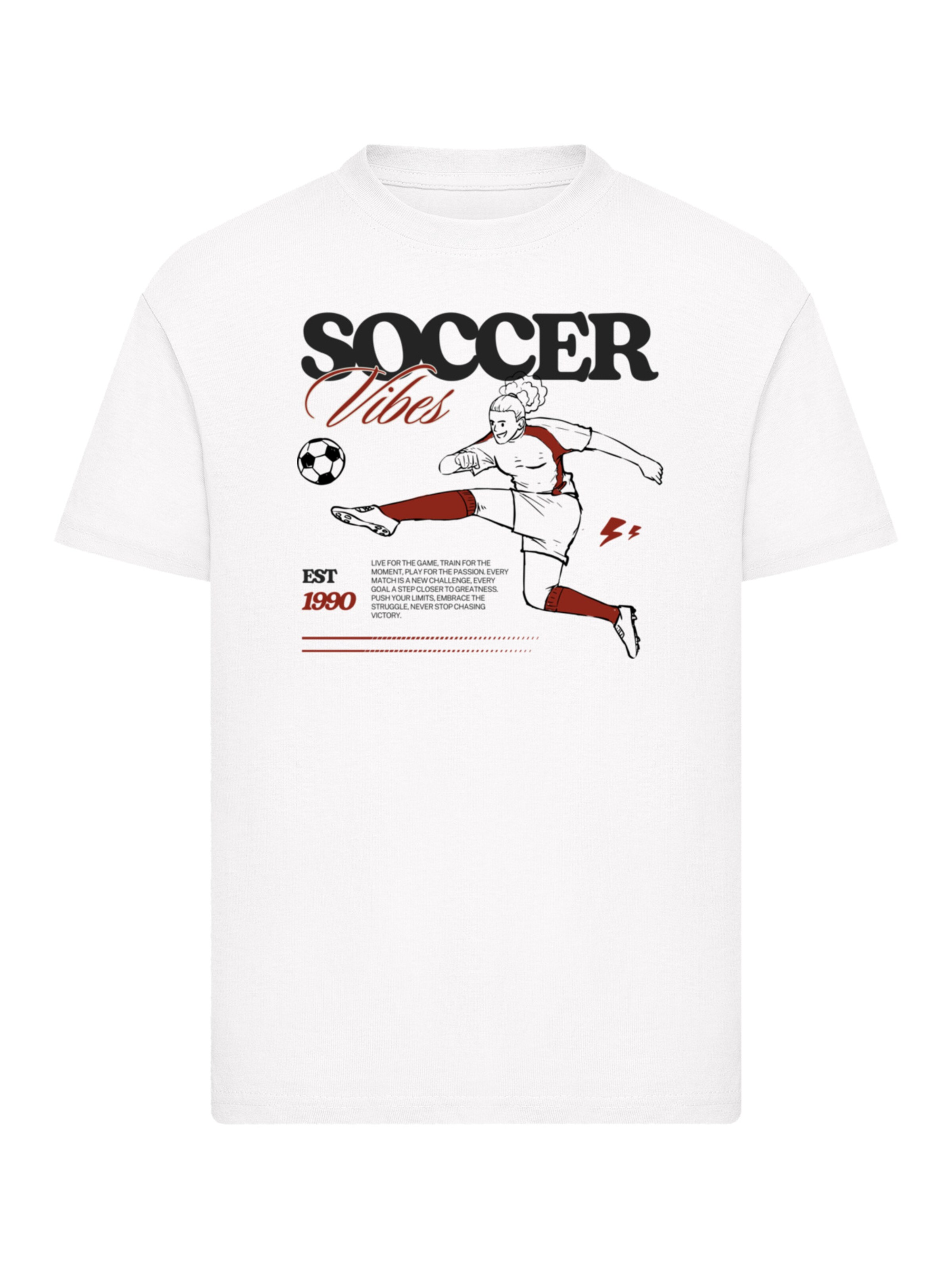 T-Shirt 'Soccer Vibes Sport Fan' F4NT4STIC en blanc : devant