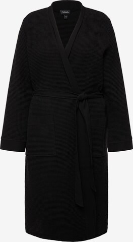 Ulla Popken Long Bathrobe in Black: front