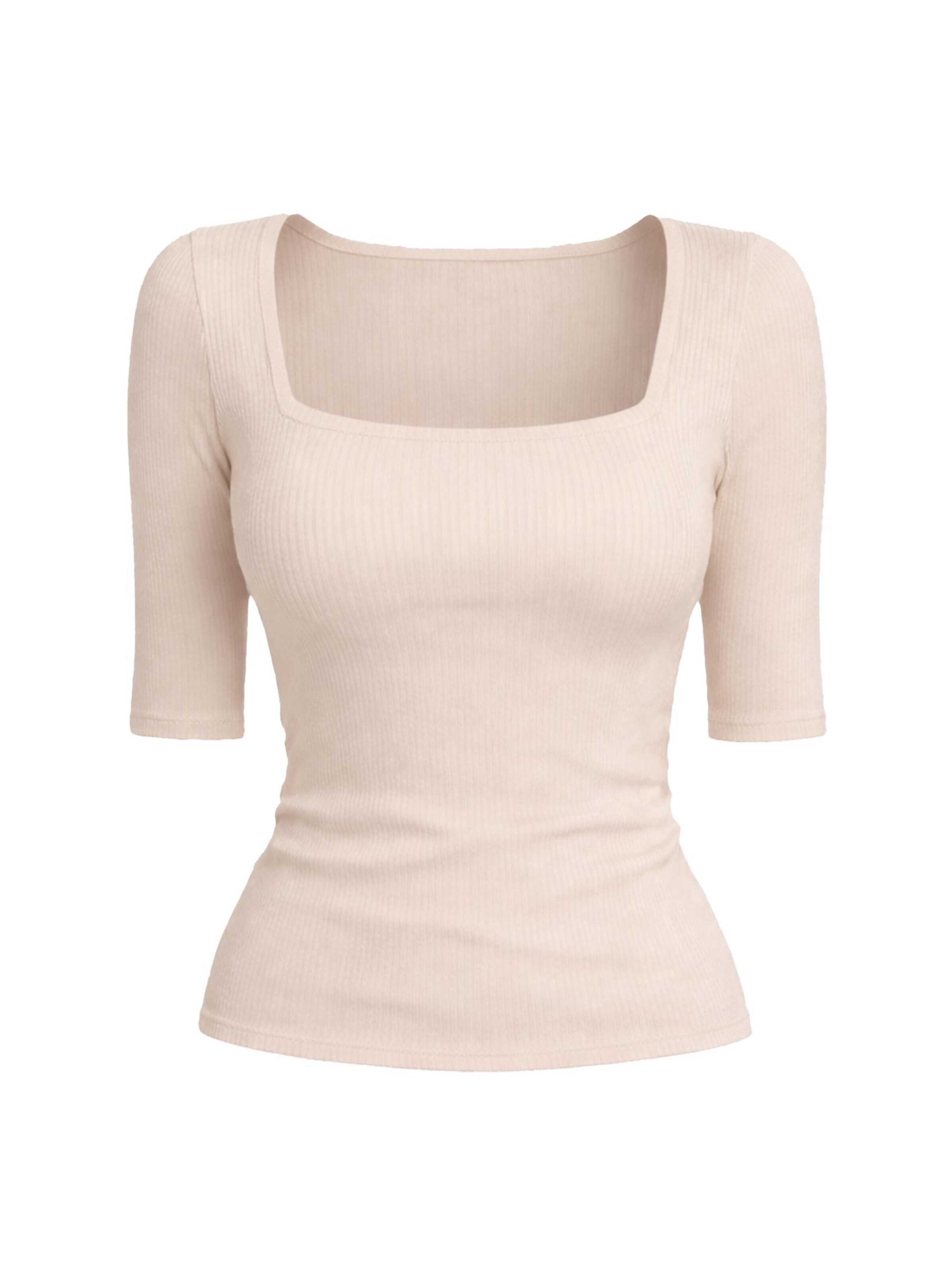 PANTHEROAR Shirt 'Caro Neck Short Sleeve Top'‌‌‌‌‌‌ in Beige: Vorderseite