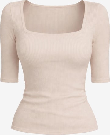 T-shirt 'Caro Neck Short Sleeve Top' PANTHEROAR en beige : devant