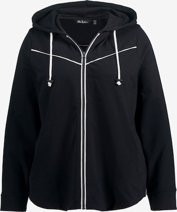 Ulla Popken Zip-Up Hoodie in Black: front