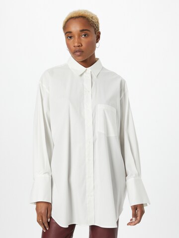 Oval Square Blouse 'Smithy' in Wit: voorkant
