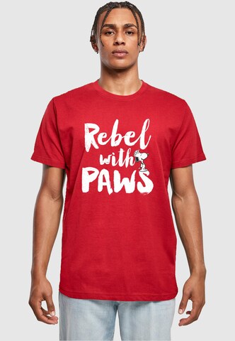 T-Shirt 'Peanuts - Rebel with paws' Merchcode en rouge : devant