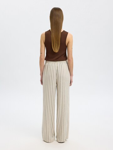 SELECTED FEMME Wide leg Broek 'SLFVIVA-GULIA' in Beige