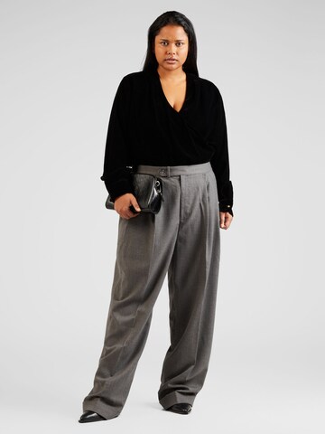 Lauren Ralph Lauren Plus - Loosefit Pantalón plisado 'TUMELO' en gris