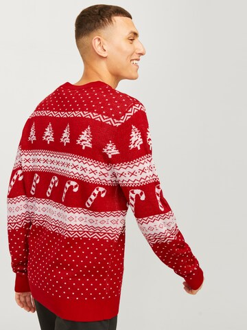 Pull-over 'JJXmas Gabriel' JACK & JONES en rouge