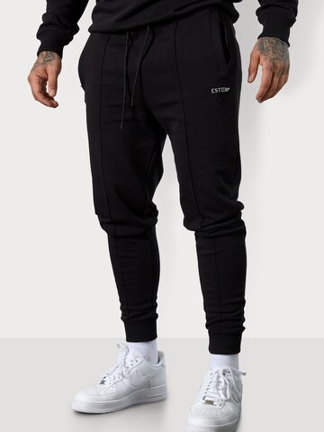 Coupe slim Pantalon 'Essential' ESTEEM en noir : devant