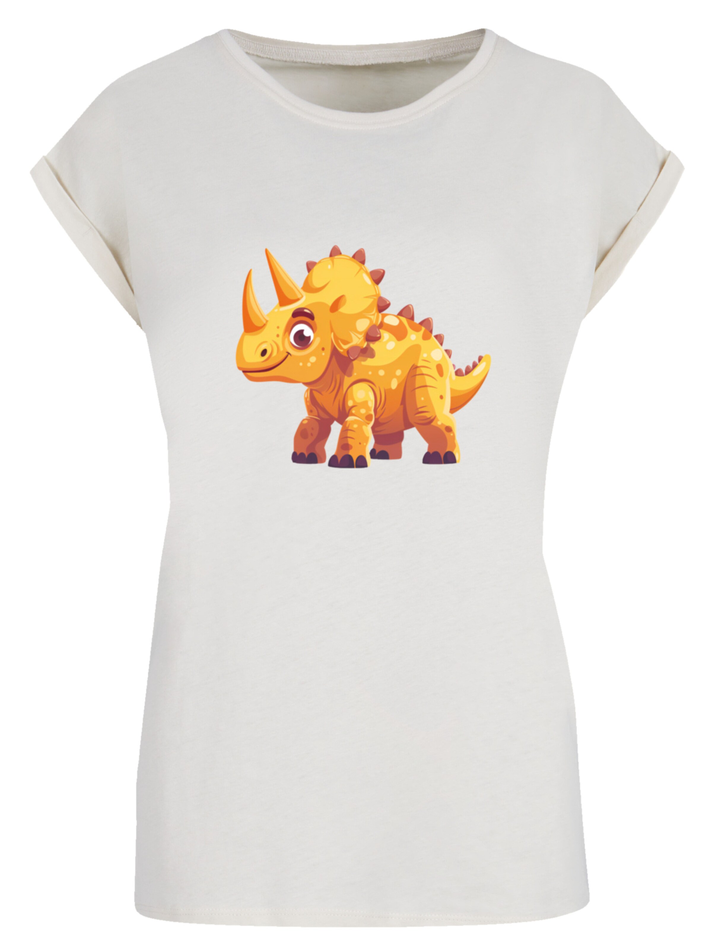 F4NT4STIC Shirt 'Süßer Triceratops Dinosaurier' in Beige: voorkant
