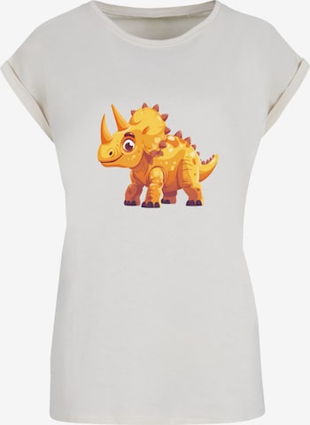 F4NT4STIC T-Shirt 'Süßer Triceratops Dinosaurier' in Beige: Vorderseite