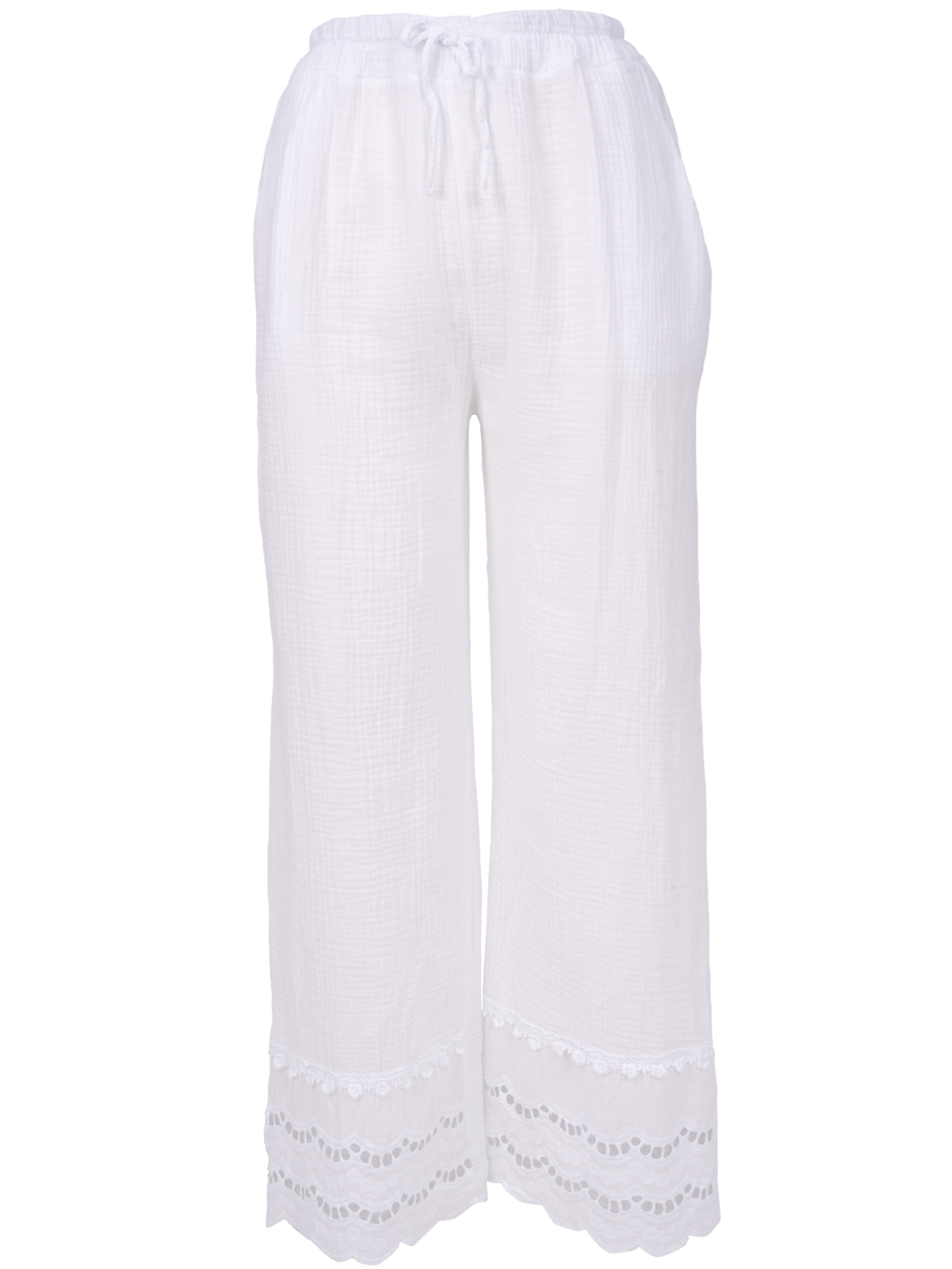 Seasons of April Wide leg Broek 'Ines' in Wit: voorkant