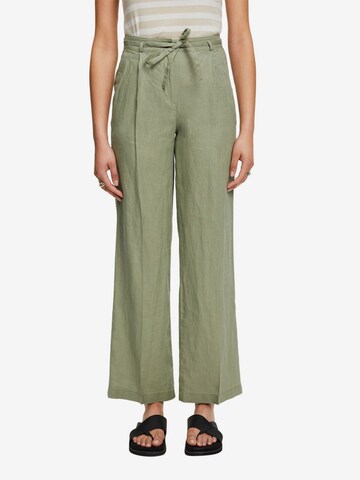 ESPRIT Szeroka nogawka Spodnie w kant w kolorze zielony: przód