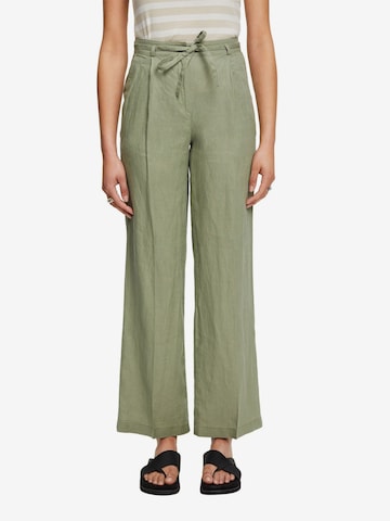 Wide leg Pantaloni cu dungă de la ESPRIT pe verde: față