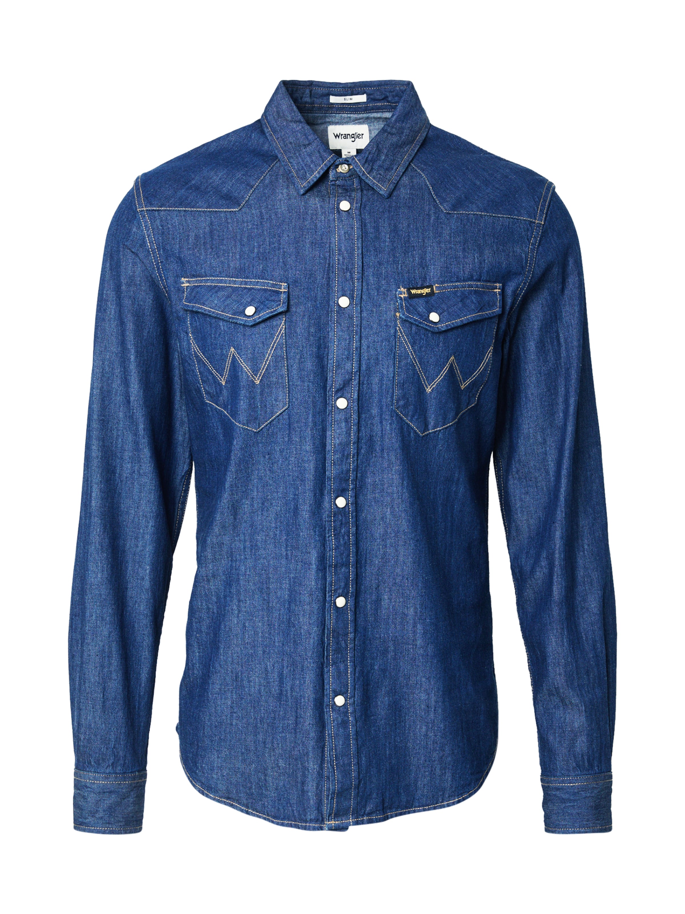 WRANGLER Slim fit Button Up Shirt 'WESTERN' in Blue: front