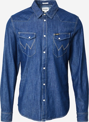 mėlyna WRANGLER Priglundantis modelis Marškiniai 'WESTERN': priekis
