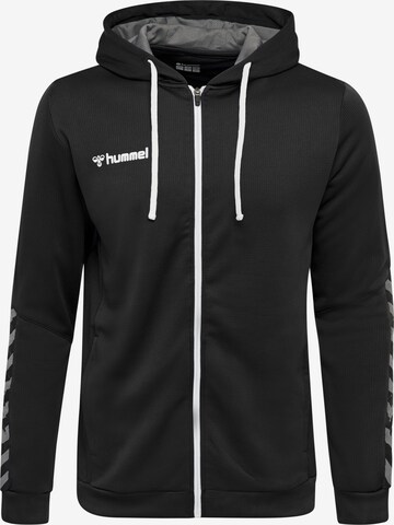 Hummel Athletic Zip-Up Hoodie in Black: front