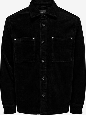 Only & Sons Comfort fit Button Up Shirt 'Track' in Black: front