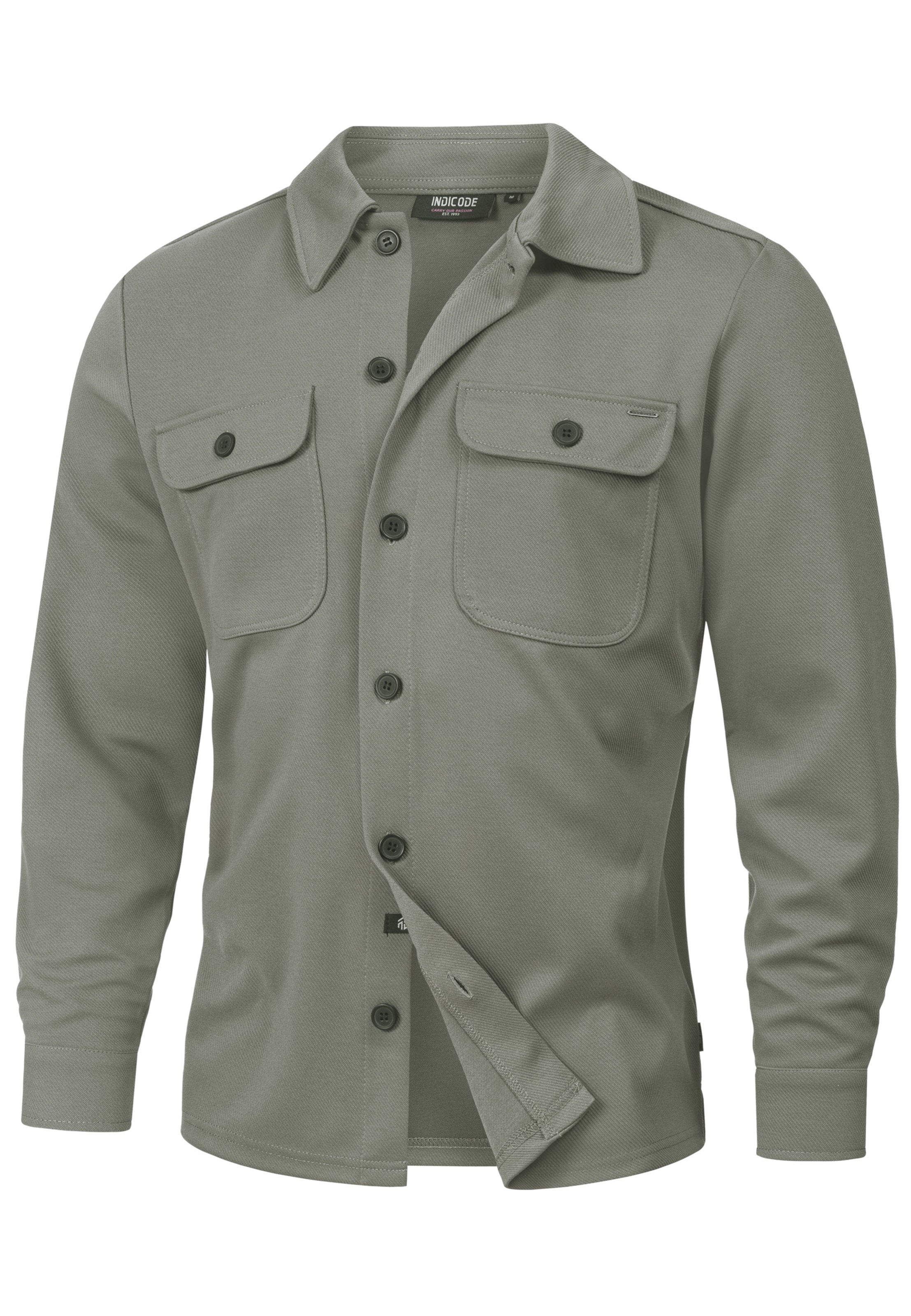 INDICODE JEANS Button Up Shirt 'Nello' in Grey: front