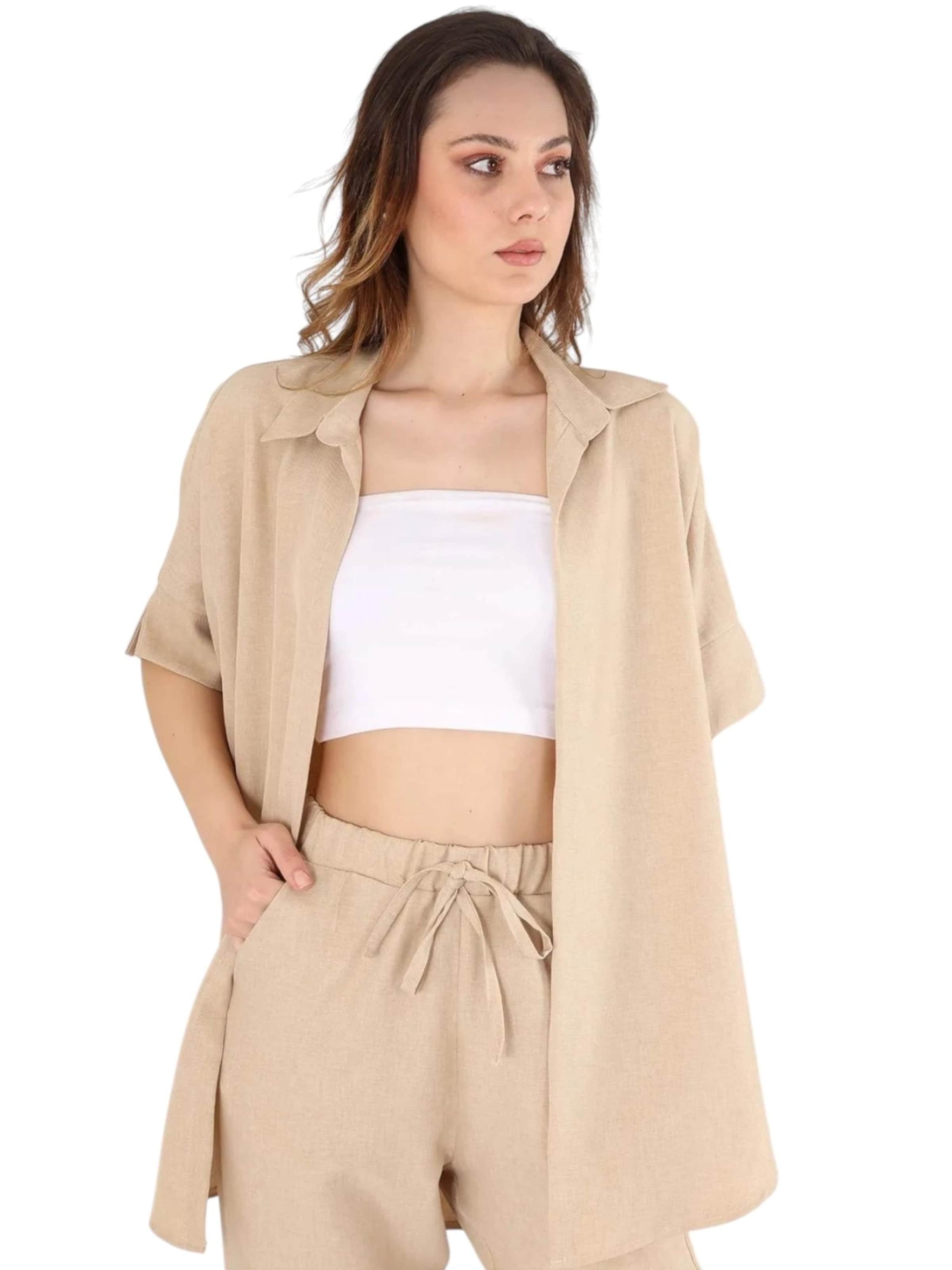 fashionshowcase Blouse 'LinenEase' in Beige