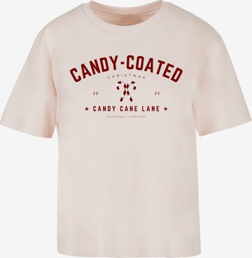 T-shirt 'Weihnachten Candy Coated Christmas' F4NT4STIC en rose : devant