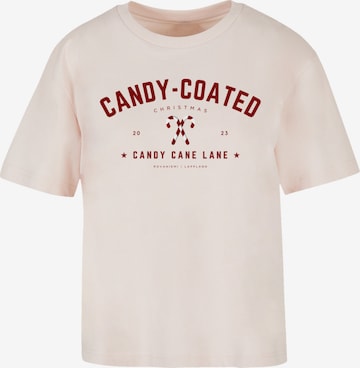 T-shirt 'Weihnachten Candy Coated Christmas' F4NT4STIC en rose : devant