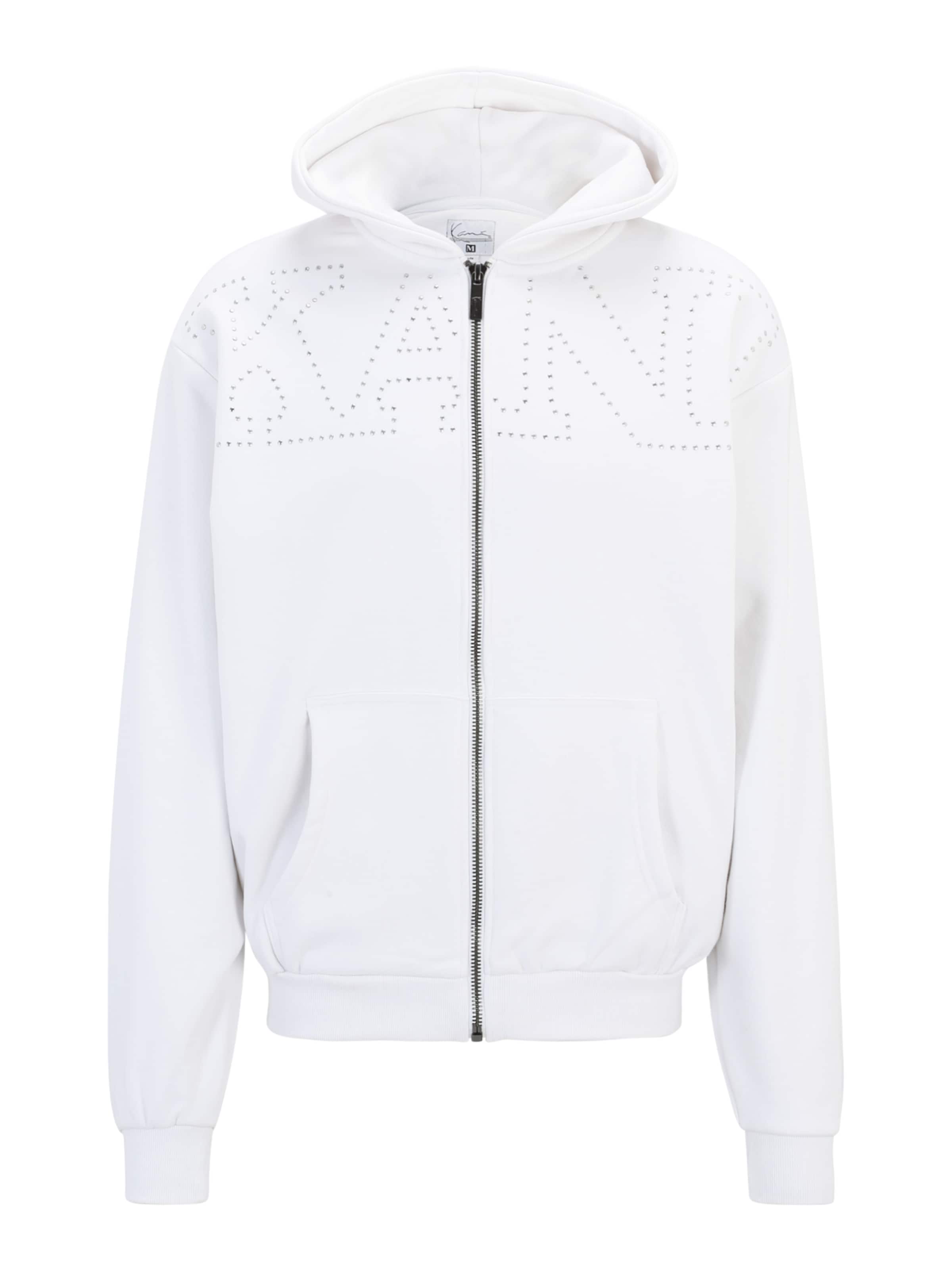 Karl Kani Zip-Up Hoodie in White: front