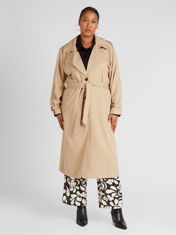 Manteau mi-saison 'CHLOE' ONLY Carmakoma en beige : devant