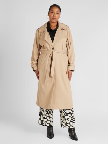 ONLY Carmakoma Between-Seasons Coat 'CHLOE' in Beige: front