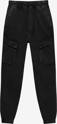Pantaloni eleganți de la Pull&Bear pe negru: față