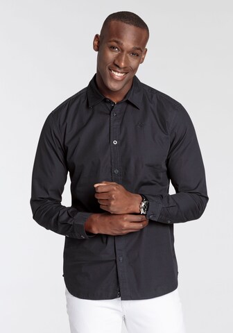 DELMAO Slim Fit Businesshemd in Blau: Vorderseite