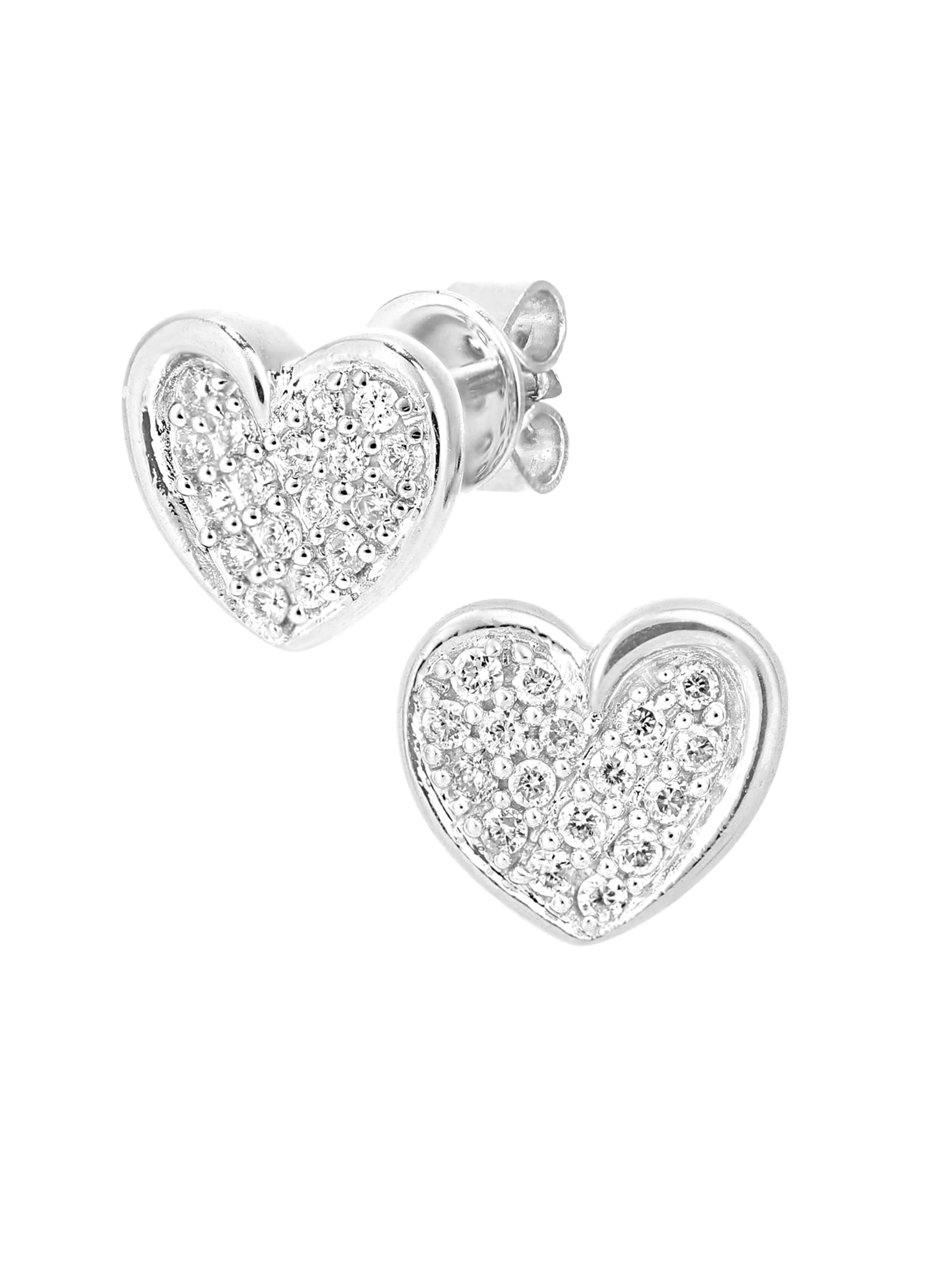 Boucles d'oreilles 'Ohrringe aus 750 Weißgold mit Diamant Herz-Design' DIAMANT LETERNEL en argent : devant