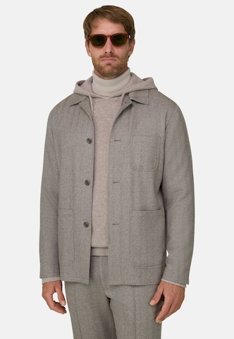Boggi Milano Regular fit Colbert 'Herringbone' in Grijs: voorkant