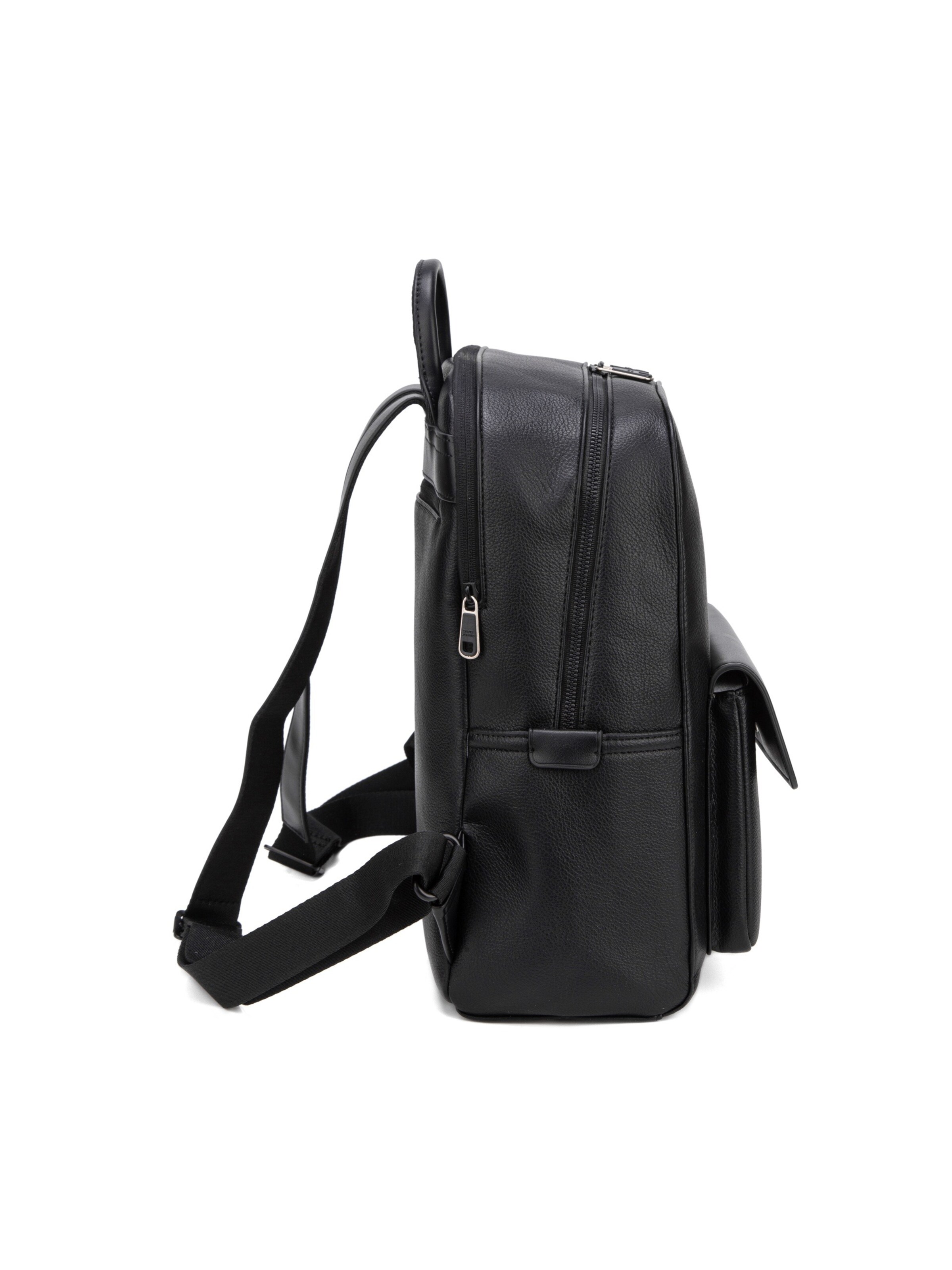 Zaino 'Zaino pelle vegana David Jones con tasca frontale zip' di David Jones in nero