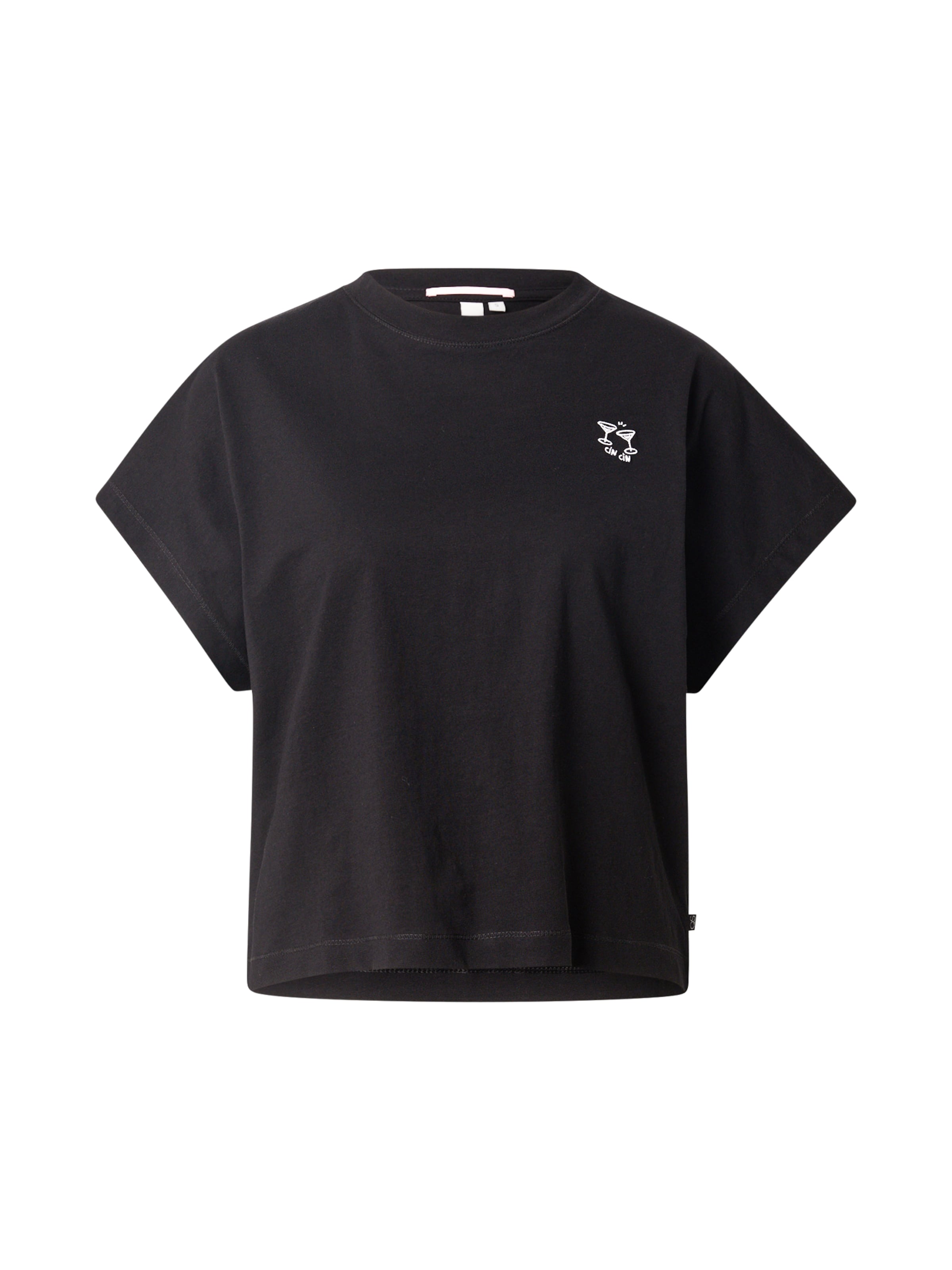 T-shirt QS en noir : devant