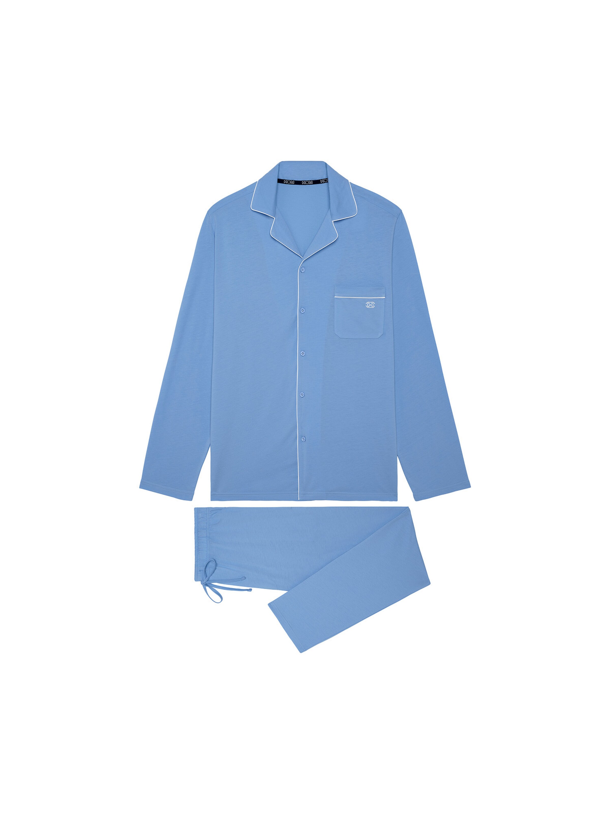 HOM Pyjama lang ' Rafael ' in Blauw: voorkant