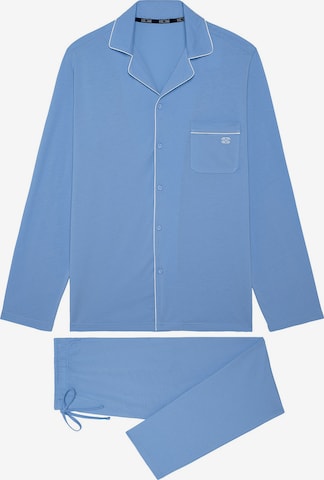 HOM Pyjama lang ' Rafael ' in Blauw: voorkant