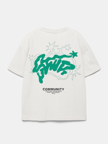 Pull&Bear Shirt 'STWD COMMUNITY' in Beige