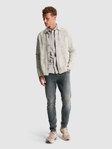 CAST IRON Regular Fit Skjorte 'Overshirt with jacquard pattern and button closure' i blå