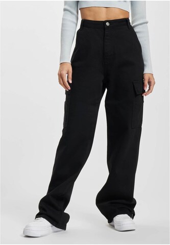 Wide Leg Pantalon cargo DEF en noir : devant