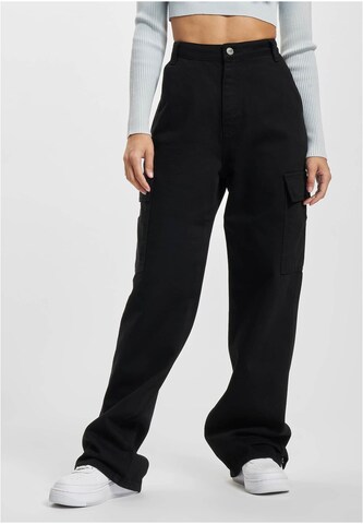 DEF - Perna larga Calças cargo em preto: frente