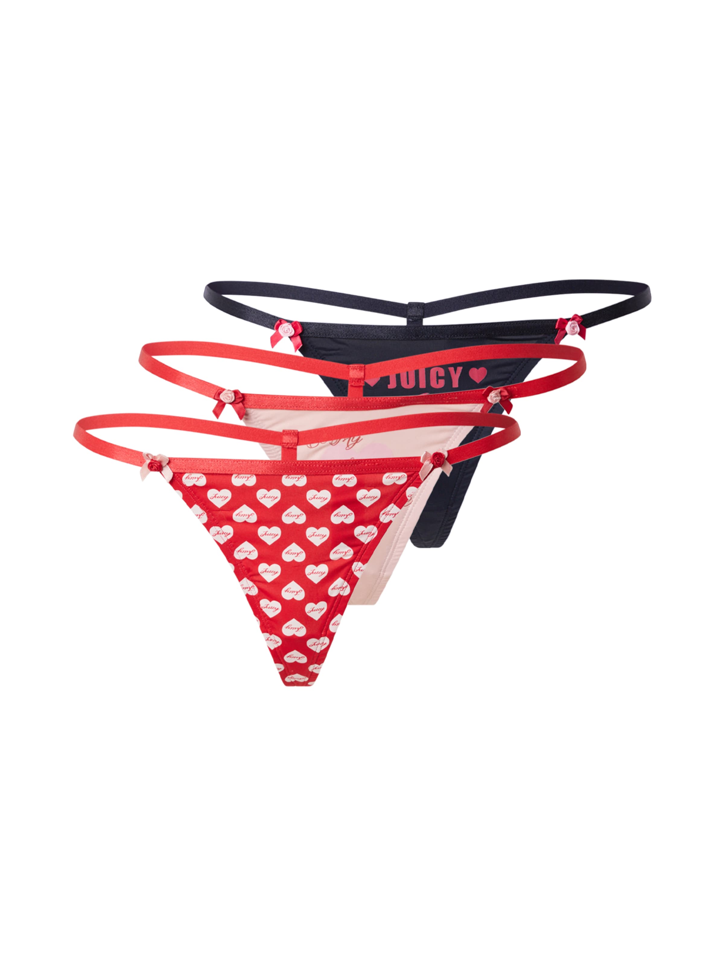 melns Juicy Couture Stringu biksītes 'BE MY JUICY VALENTINE': no priekšpuses